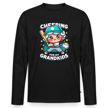 Journée des grands-parents de grand-mère de baseball - T-shirt manches longues Premium bio Homme - noir - Devant - Nico (187cm)
