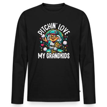 Journée des grands-parents de grand-mère de baseball - T-shirt manches longues Premium bio Homme - noir - Devant - Nico (187cm)