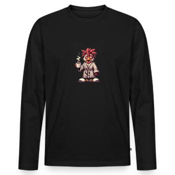 Funny cartoon rooster - Men's Premium Organic Long Sleeve Shirt - black - Front - Nico (187cm)
