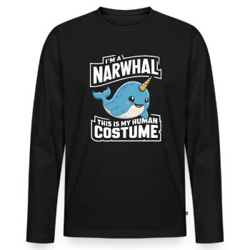 Narwhal Lover Unicorn Of The Sea Animal Narwhale - Men's Premium Organic Long Sleeve Shirt - black - Front - Nico (187cm)