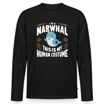 Narwhal Lover Unicorn Of The Sea Animal Narwhale - Men's Premium Organic Long Sleeve Shirt - black - Front - Nico (187cm)