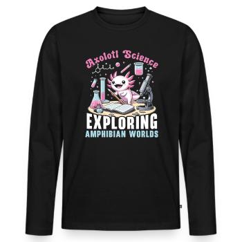 Axolotl Science Teacher Mexican Salamander - Men's Premium Organic Long Sleeve Shirt - black - Front - Nico (187cm)