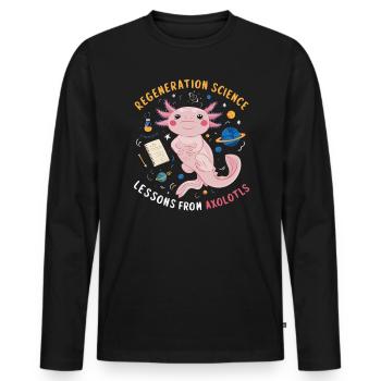 Axolotl Professeur de sciences Salamandre mexicaine - T-shirt manches longues Premium bio Homme - noir - Devant - Nico (187cm)