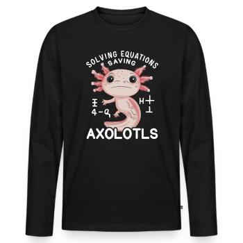 Axolotl Professeur de mathématiques Salamandre mexicaine Amphibien - T-shirt manches longues Premium bio Homme - noir - Devant - Nico (187cm)