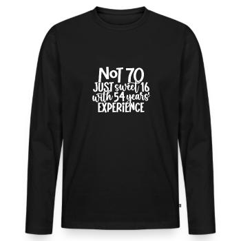 Siebzig Jahre Geburtstagsfeier - Männer Premium Bio Langarmshirt - Schwarz - Vorne - Nico (187cm)