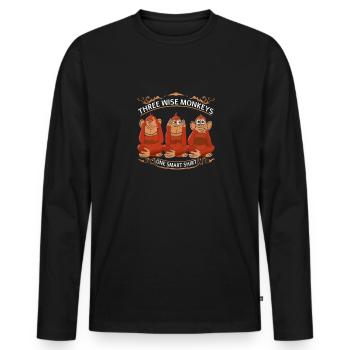 Weise Cartoon Affen - Männer Premium Bio Langarmshirt - Schwarz - Vorne - Nico (187cm)