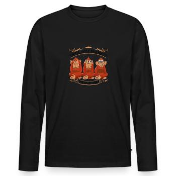 Weise Comic Affen - Männer Premium Bio Langarmshirt - Schwarz - Vorne - Nico (187cm)