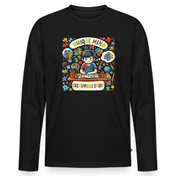 AuDHD Autismus ADHS Autistisches Spektrum Neurodiversität - Männer Premium Bio Langarmshirt - Schwarz - Vorne - Nico (187cm)