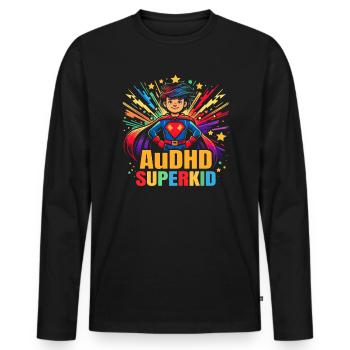 AuDHD Autisme TDAH Spectre autistique Neurodiversité - T-shirt manches longues Premium bio Homme - noir - Devant - Nico (187cm)