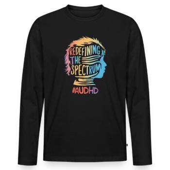AuDHD Autisme TDAH Spectre autistique Neurodiversité - T-shirt manches longues Premium bio Homme - noir - Devant - Nico (187cm)