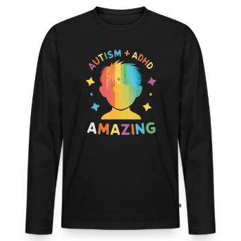 AuDHD Autismus ADHS Autistisches Spektrum Neurodiversität - Männer Premium Bio Langarmshirt - Schwarz - Vorne - Nico (187cm)