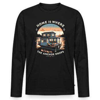 Hausbootbesitzer Seeanker Hausboot Bootfahren - Männer Premium Bio Langarmshirt - Schwarz - Vorne - Nico (187cm)