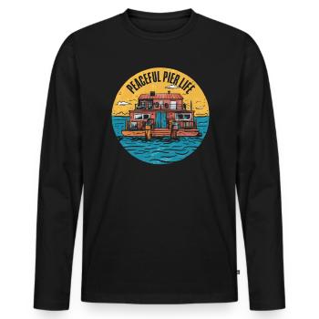 Hausbootbesitzer Seeanker Hausboot Bootfahren - Männer Premium Bio Langarmshirt - Schwarz - Vorne - Nico (187cm)