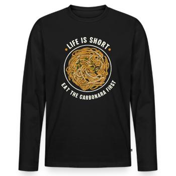 Carbonara-Nudeln Nudelnudeln Italienisches Essen - Männer Premium Bio Langarmshirt - Schwarz - Vorne - Nico (187cm)