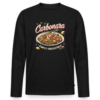 Carbonara-Nudeln Nudelnudeln Italienisches Essen - Männer Premium Bio Langarmshirt - Schwarz - Vorne - Nico (187cm)