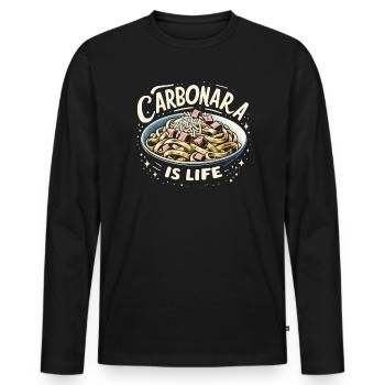 Carbonara-Nudeln Nudelnudeln Italienisches Essen - Männer Premium Bio Langarmshirt - Schwarz - Vorne - Nico (187cm)
