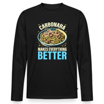 Carbonara-Nudeln Nudelnudeln Italienisches Essen - Männer Premium Bio Langarmshirt - Schwarz - Vorne - Nico (187cm)