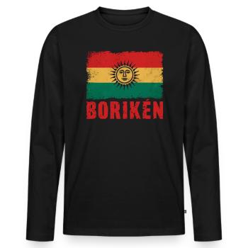 Taino Indian Puerto Rico Boricua Puerto Rican - Men's Premium Organic Long Sleeve Shirt - black - Front - Nico (187cm)