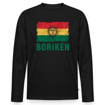 Taino-Indianer Puerto Rico Boricua Puerto-Ricaner - Männer Premium Bio Langarmshirt - Schwarz - Vorne - Nico (187cm)
