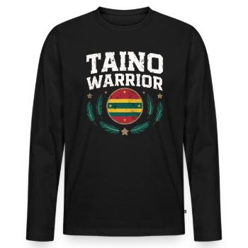 Taino Indian Puerto Rico Boricua Puerto Rican - Men's Premium Organic Long Sleeve Shirt - black - Front - Nico (187cm)