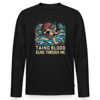 Taino-Indianer Puerto Rico Boricua Puerto-Ricaner - Männer Premium Bio Langarmshirt - Schwarz - Vorne - Nico (187cm)