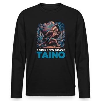 Taino-Indianer Puerto Rico Boricua Puerto-Ricaner - Männer Premium Bio Langarmshirt - Schwarz - Vorne - Nico (187cm)