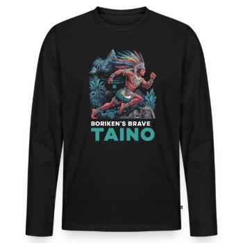 Taino Indian Puerto Rico Boricua Puerto Rican - Men's Premium Organic Long Sleeve Shirt - black - Front - Nico (187cm)