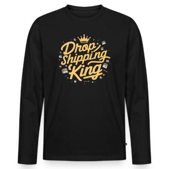 Dropshipping-Geschäft E-Commerce-Unternehmer - Männer Premium Bio Langarmshirt - Schwarz - Vorne - Nico (187cm)