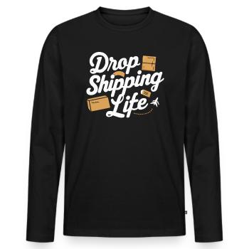 Dropshipping-Geschäft E-Commerce-Unternehmer - Männer Premium Bio Langarmshirt - Schwarz - Vorne - Nico (187cm)