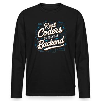 Backend-Entwickler Programmierung Softwareprogrammierer - Männer Premium Bio Langarmshirt - Schwarz - Vorne - Nico (187cm)
