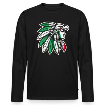 Aztec Warrior Indigenous Mexican Aztec Jaguar - Men's Premium Organic Long Sleeve Shirt - black - Front - Nico (187cm)