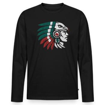 Aztec Warrior Indigenous Mexican Aztec Jaguar - Men's Premium Organic Long Sleeve Shirt - black - Front - Nico (187cm)