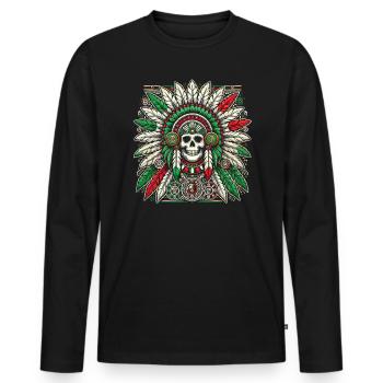 Aztec Warrior Indigenous Mexican Aztec Jaguar - Men's Premium Organic Long Sleeve Shirt - black - Front - Nico (187cm)