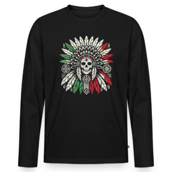 Aztec Warrior Indigenous Mexican Aztec Jaguar - Men's Premium Organic Long Sleeve Shirt - black - Front - Nico (187cm)