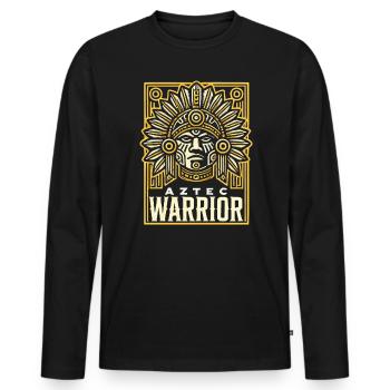Aztec Warrior Indigenous Mexican Aztec Jaguar - Men's Premium Organic Long Sleeve Shirt - black - Front - Nico (187cm)