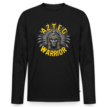 Aztec Warrior Indigenous Mexican Aztec Jaguar - Men's Premium Organic Long Sleeve Shirt - black - Front - Nico (187cm)