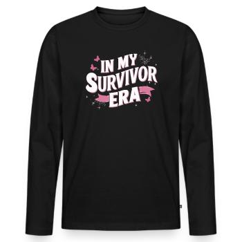 Breast Cancer Awareness Cancer Survivor Ribbon - Men's Premium Organic Long Sleeve Shirt - black - Front - Nico (187cm)