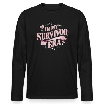 Breast Cancer Awareness Cancer Survivor Ribbon - Men's Premium Organic Long Sleeve Shirt - black - Front - Nico (187cm)