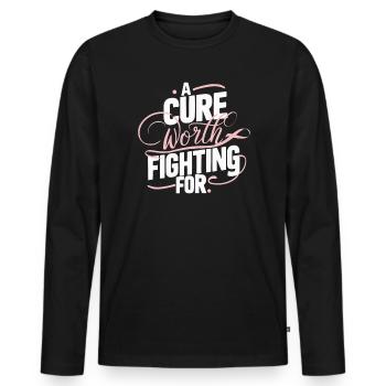 Breast Cancer Awareness Cancer Support Pink Ribbon - Men's Premium Organic Long Sleeve Shirt - black - Front - Nico (187cm)