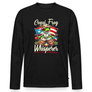 Coqui Frog Puerto Rico Pride Boricua Puerto Rican - Men's Premium Organic Long Sleeve Shirt - black - Front - Nico (187cm)
