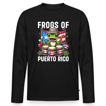 Coqui Frog Puerto Rico Pride Boricua Puerto Rican - Men's Premium Organic Long Sleeve Shirt - black - Front - Nico (187cm)