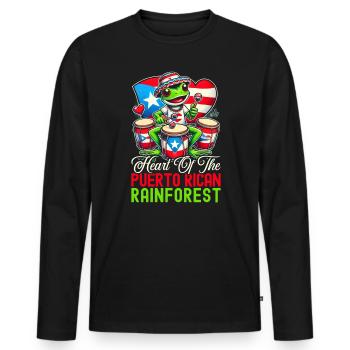 Coqui Grenouille Porto Rico Pride Boricua Portoricain - T-shirt manches longues Premium bio Homme - noir - Devant - Nico (187cm)
