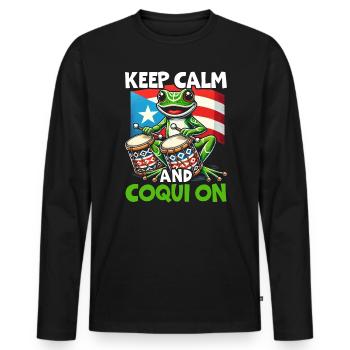 Coqui Frog Puerto Rico Pride Boricua Puerto Rican - Men's Premium Organic Long Sleeve Shirt - black - Front - Nico (187cm)