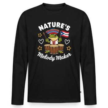 Coqui Grenouille Porto Rico Pride Boricua Portoricain - T-shirt manches longues Premium bio Homme - noir - Devant - Nico (187cm)