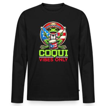 Coqui Frog Puerto Rico Pride Boricua Puerto Rican - Men's Premium Organic Long Sleeve Shirt - black - Front - Nico (187cm)