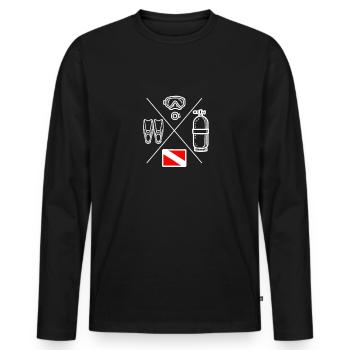 Diver Icon Plongée - T-shirt manches longues Premium bio Homme - noir - Devant - Nico (187cm)