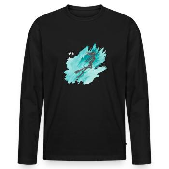 Freediving Underwater Sea - Men's Premium Organic Long Sleeve Shirt - black - Front - Nico (187cm)