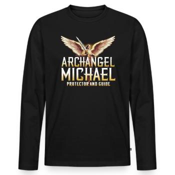 Archange Michel Catholique Christianisme Ange - T-shirt manches longues Premium bio Homme - noir - Devant - Nico (187cm)