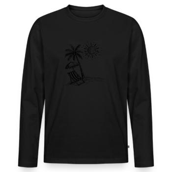 Urlaub am Strand mit Palme - Männer Premium Bio Langarmshirt - Schwarz - Vorne - Nico (187cm)