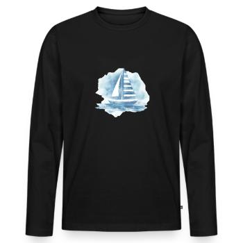 Voilier sur la mer - T-shirt manches longues Premium bio Homme - noir - Devant - Nico (187cm)